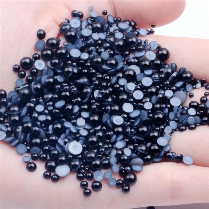 Black Rhinestone Half Pearl