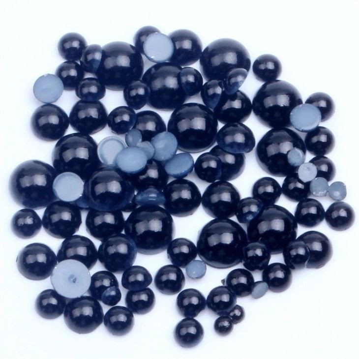 Black Rhinestone Half Pearl