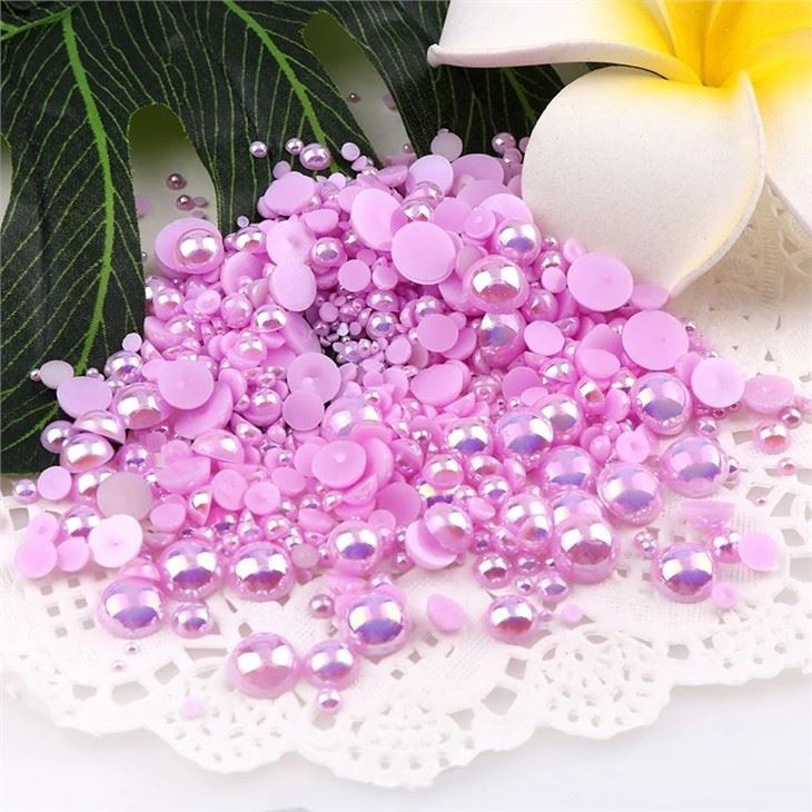 Black Rhinestone Half Pearl